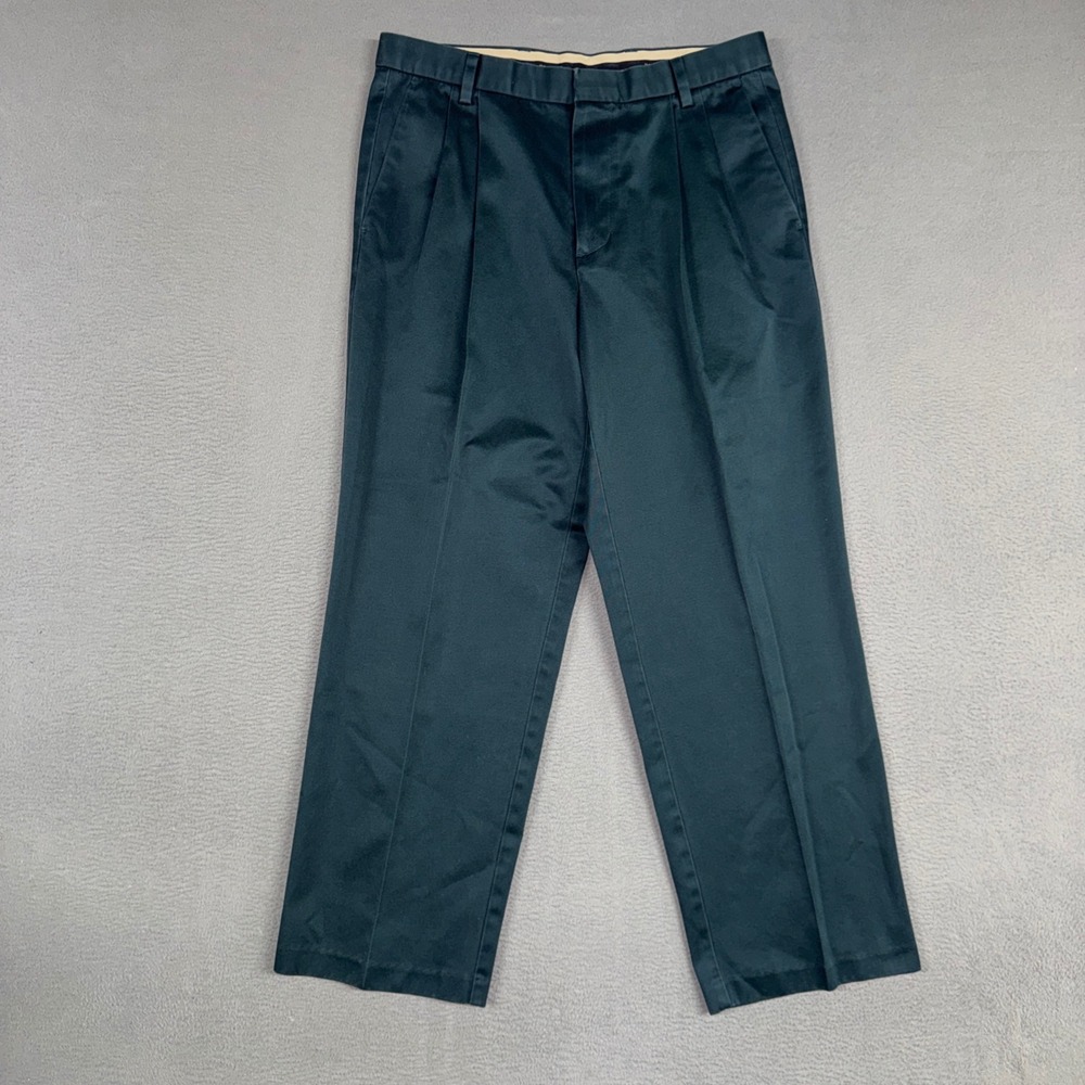 Dockers Pants Mens 34x30 Green Pleated Classic Fit Cotton Chino Trousers Y2K